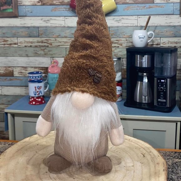 Coffee Bar Gnome 13" Tall Weighted Plush Free-Standing - Picture 1 of 5
